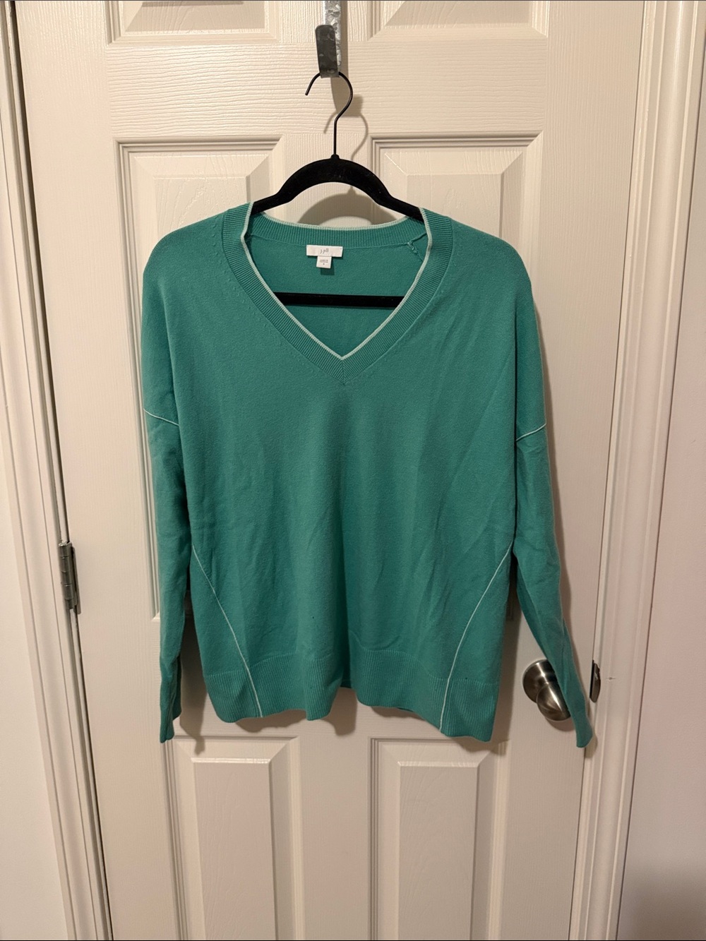 J Jill Teal V-Neck Sweater